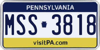 PA license plate MSS3818