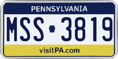 PA license plate MSS3819