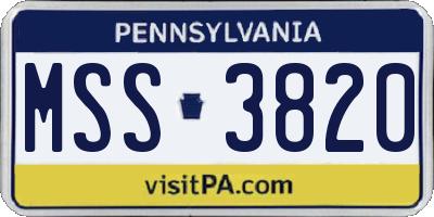 PA license plate MSS3820