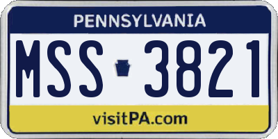 PA license plate MSS3821