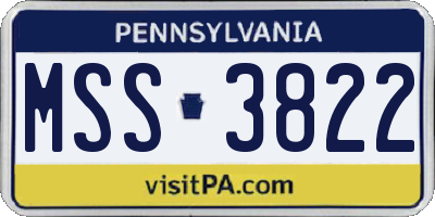 PA license plate MSS3822