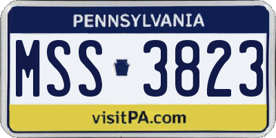 PA license plate MSS3823
