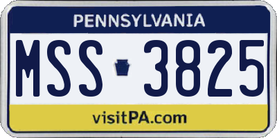 PA license plate MSS3825