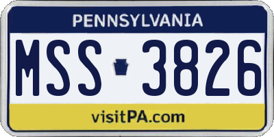 PA license plate MSS3826