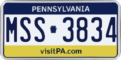 PA license plate MSS3834