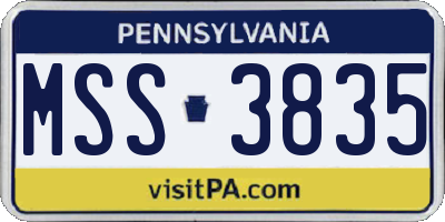 PA license plate MSS3835