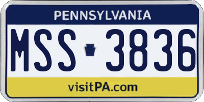 PA license plate MSS3836