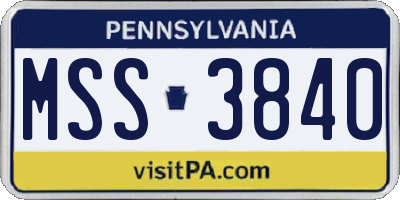PA license plate MSS3840