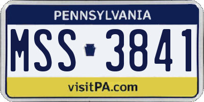 PA license plate MSS3841