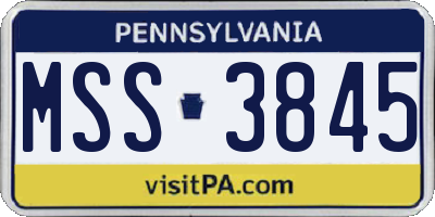 PA license plate MSS3845