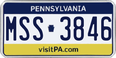 PA license plate MSS3846