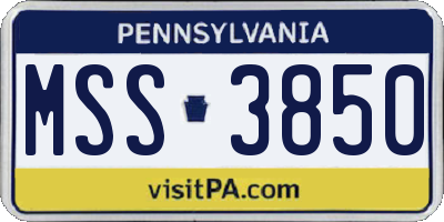 PA license plate MSS3850