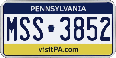 PA license plate MSS3852
