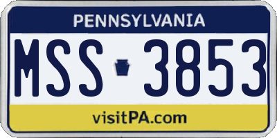 PA license plate MSS3853