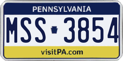 PA license plate MSS3854
