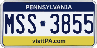 PA license plate MSS3855