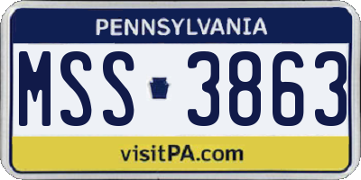 PA license plate MSS3863