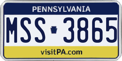 PA license plate MSS3865