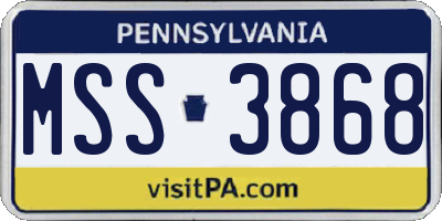PA license plate MSS3868