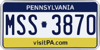 PA license plate MSS3870