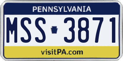 PA license plate MSS3871