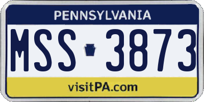 PA license plate MSS3873