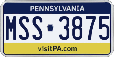PA license plate MSS3875