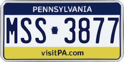 PA license plate MSS3877