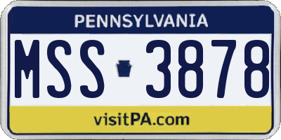 PA license plate MSS3878