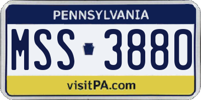 PA license plate MSS3880