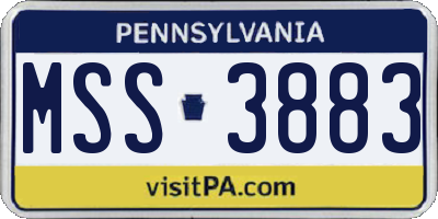 PA license plate MSS3883