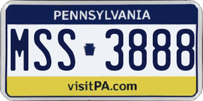 PA license plate MSS3888