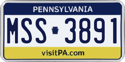 PA license plate MSS3891