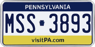 PA license plate MSS3893
