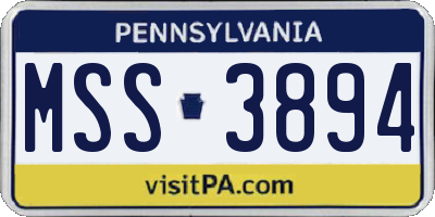 PA license plate MSS3894