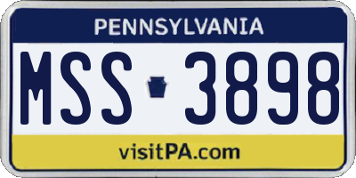 PA license plate MSS3898