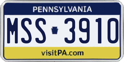 PA license plate MSS3910