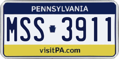 PA license plate MSS3911