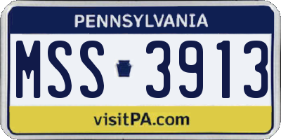PA license plate MSS3913