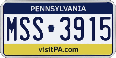 PA license plate MSS3915