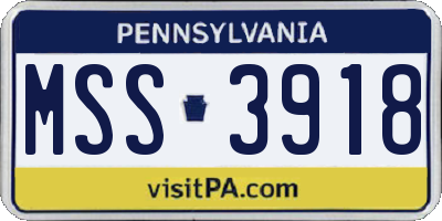 PA license plate MSS3918