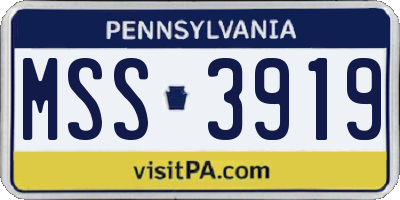 PA license plate MSS3919