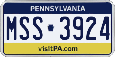 PA license plate MSS3924