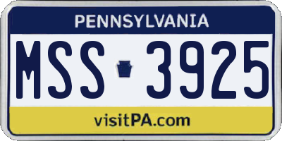PA license plate MSS3925