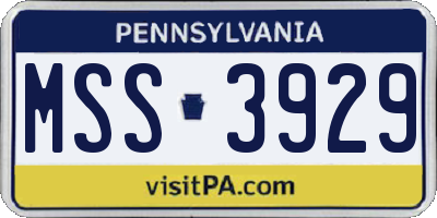 PA license plate MSS3929