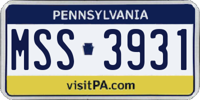 PA license plate MSS3931
