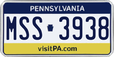 PA license plate MSS3938