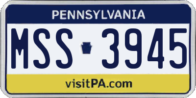 PA license plate MSS3945