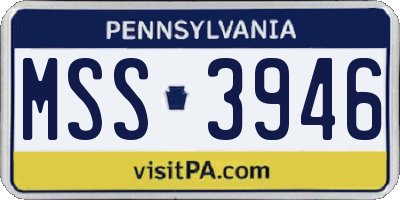 PA license plate MSS3946