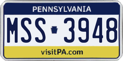 PA license plate MSS3948